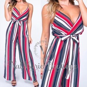 Red striped jumpsuit‎ size large